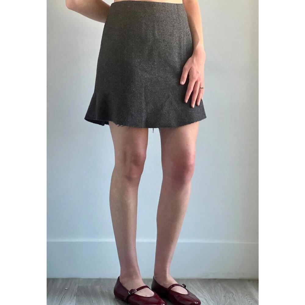Gray Wool Mini Skirt